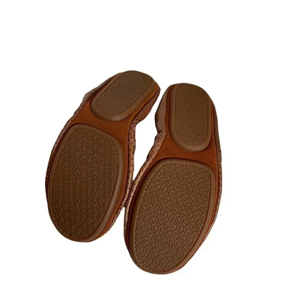 Yosi Samra Ballet Flats Tan Leather Snakeskin Print Women's Size 7 Foldable - Picture 4 of 7